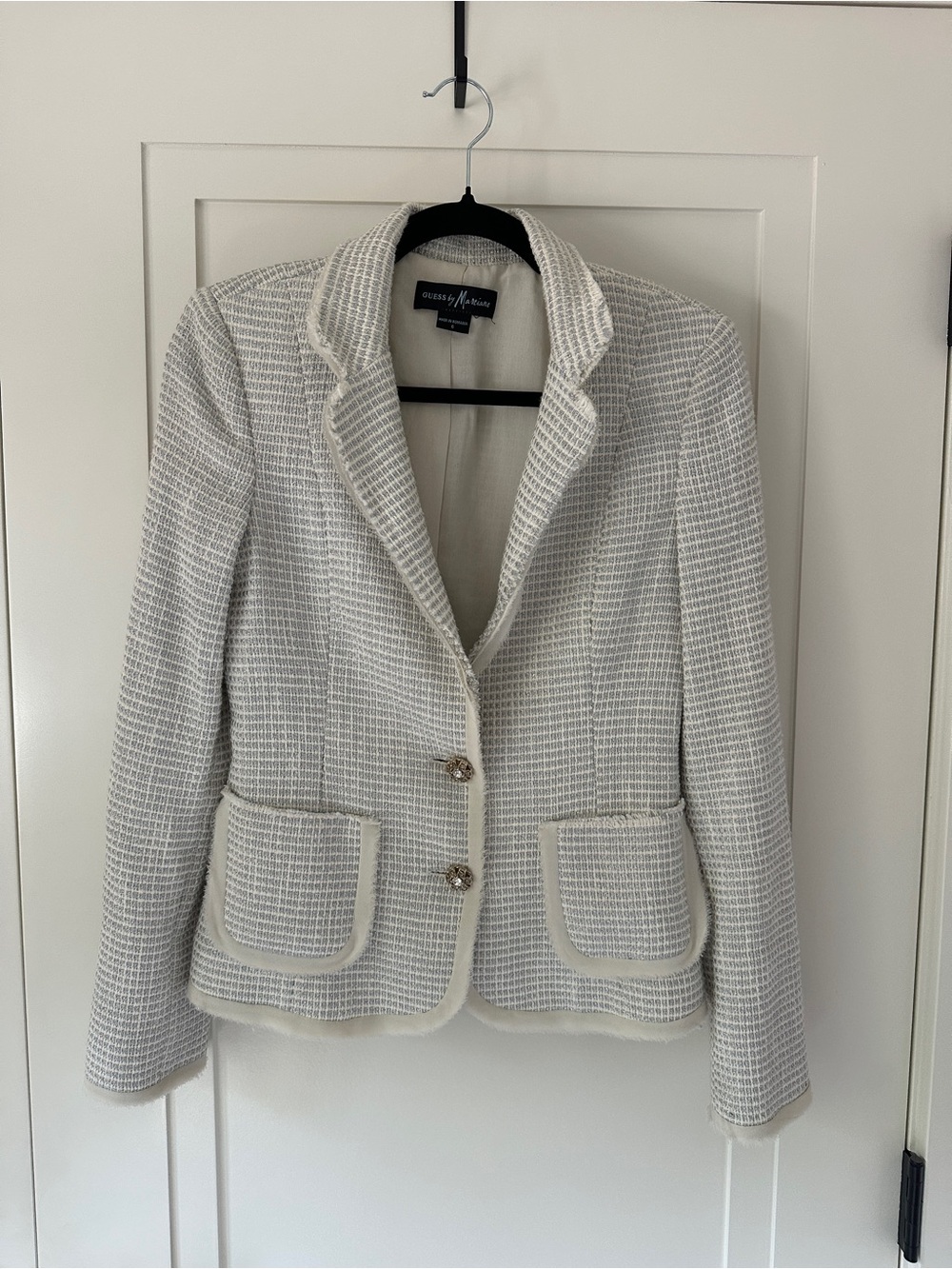 Guess by Marciano Ivory & Silver Tweed Blazer Jacket Size 6 - Picture 1 of 6